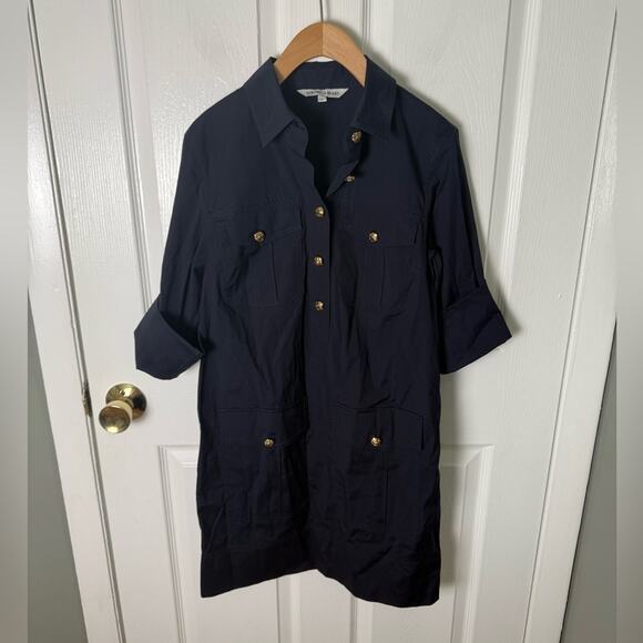 Veronica Beard Saude Dress in Navy 2 - Picture 2 of 7
